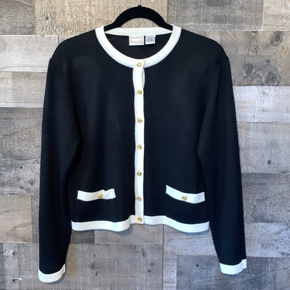 Hasting & Smith Petites black cardigan with white trim - Picture 14 of 16